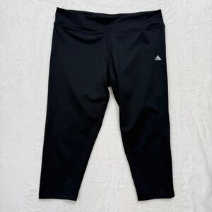 Adidas Leggings Womens L Black Capri Crop Athletic Yoga Performance Pants